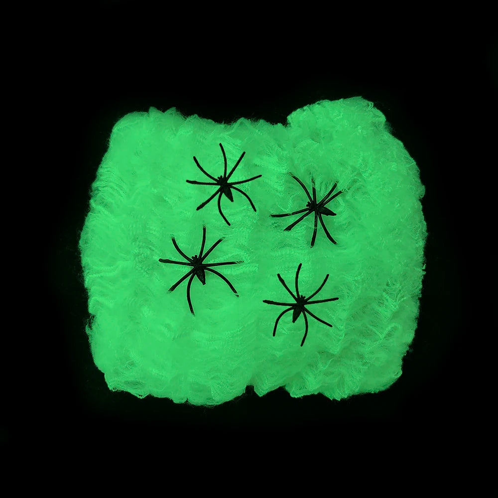 Artificial Spider Web White Stretchy Cobweb Glow