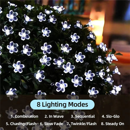 Outdoor Solar Flower String Lights Waterproof Fairy Light Decorations