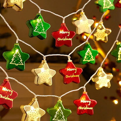 LED Christmas Decorative Lights String Christmas Balls Stars Garland Battery-operated Garland