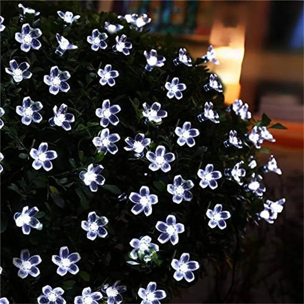 Outdoor Solar Flower String Lights Waterproof Fairy Light Decorations