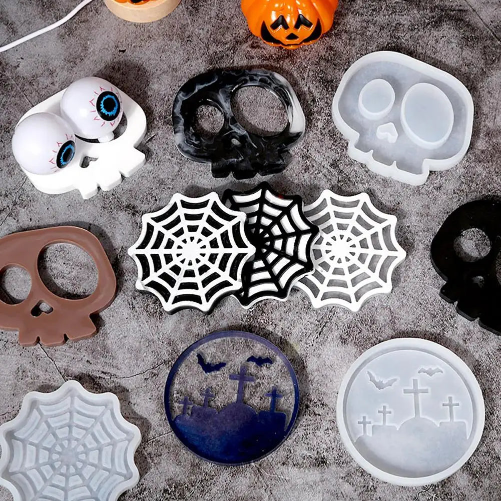 Resin Mold Spooky Halloween Coaster Candle Holder