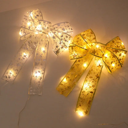 Luminous LED Bow Ribbon Xmas Tree Ornaments