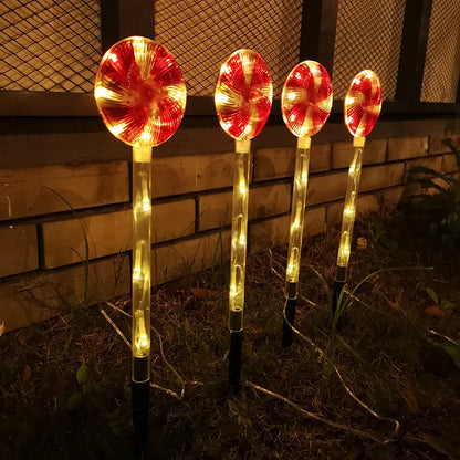 4 Pcs Solar Lights Lollipop Outdoor Lamps