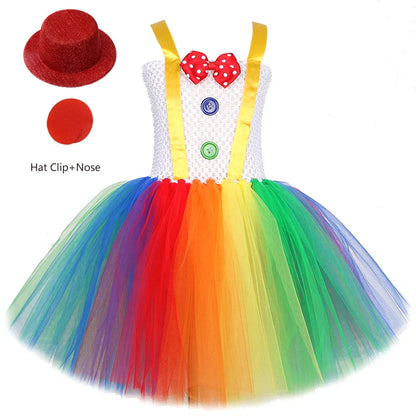 Rainbow Circus Clown Costume for Girls