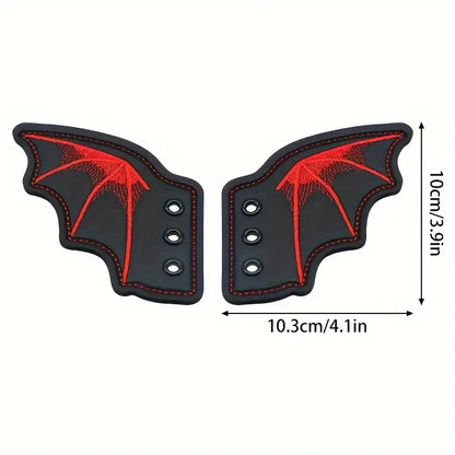 1 Pair Bling Bat Shoe Wings Embroidery DIY