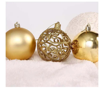 Colorful Hollow Christmas Tree Hanging Balls – 6pcs Electroplated Set