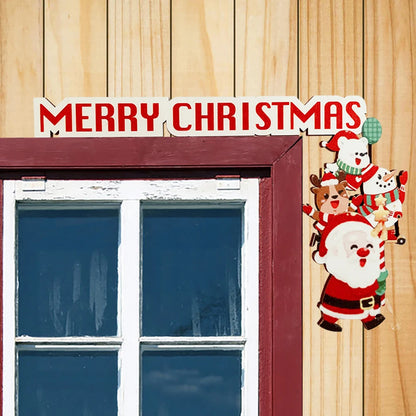 Wooden Christmas Door Frame Decoration Santa Claus