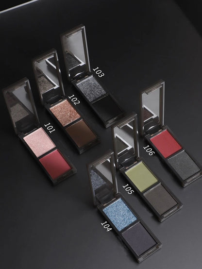 Biya 2 Color Eyeshadow Protable Red Black Plate Matte Eye Shadow