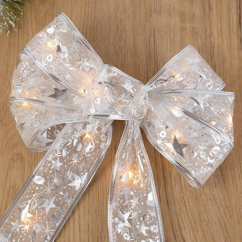 Luminous LED Bow Ribbon Xmas Tree Ornaments