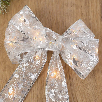 Luminous LED Bow Ribbon Xmas Tree Ornaments