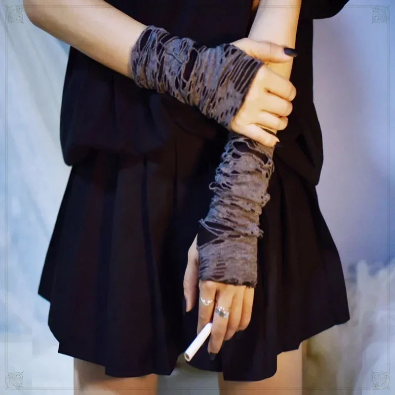 Gothic Black Fingerless Long Gloves - Festivewarehouse™