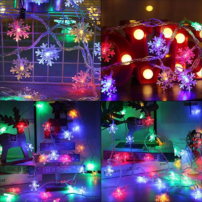 5M/10M LED Snowflake Christmas Garland Fairy Lights