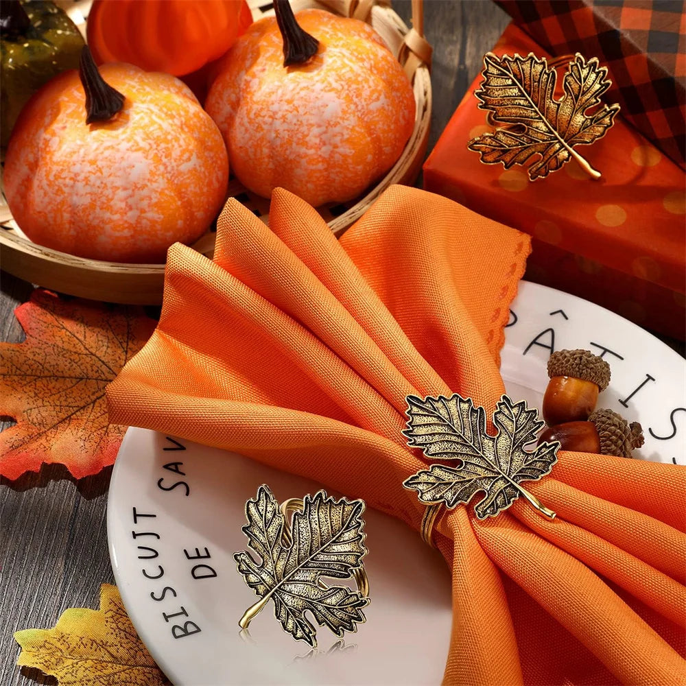 Pumpkin Maple Leaf Turkey Thanksgiving Napkin Rings 8PCS