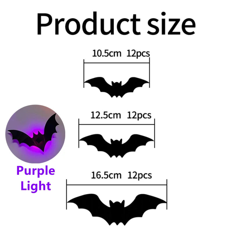 LED Bats Spider Decor - Glow-in-the-Dark 3D