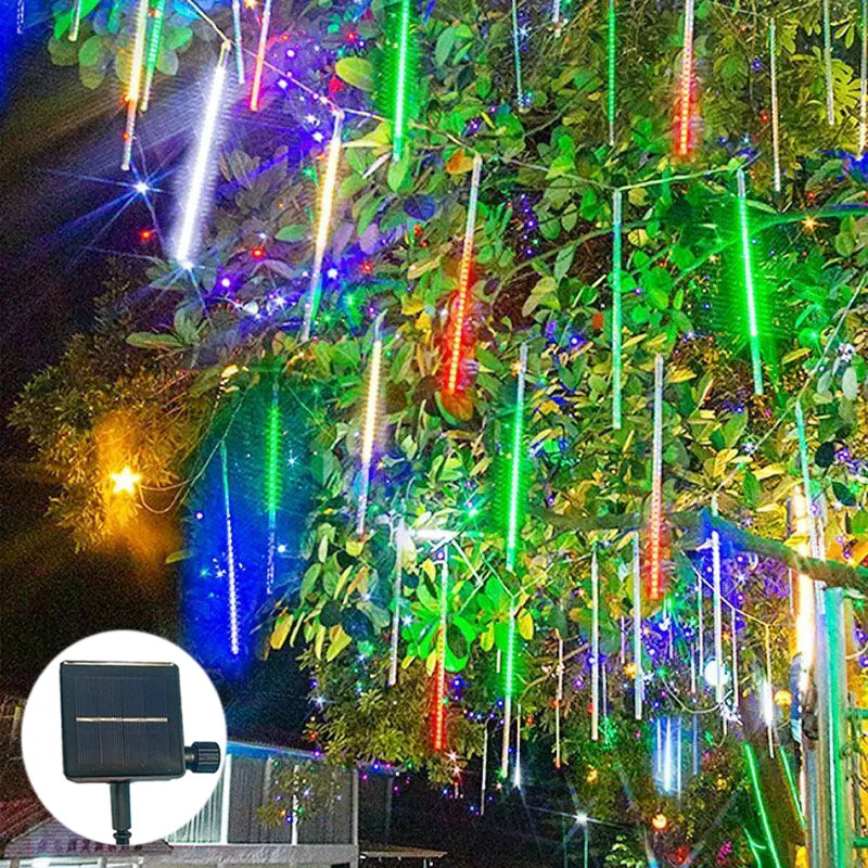 Solar Meteor Shower LED String Lights Garden Decoration