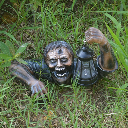 Zombie Spooky Lantern Scary Garden Statue Outdoor