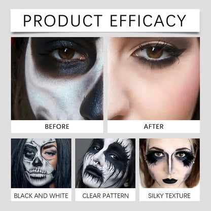 Halloween Face Body Paint Kit - Black & White Long-Lasting Makeup Set