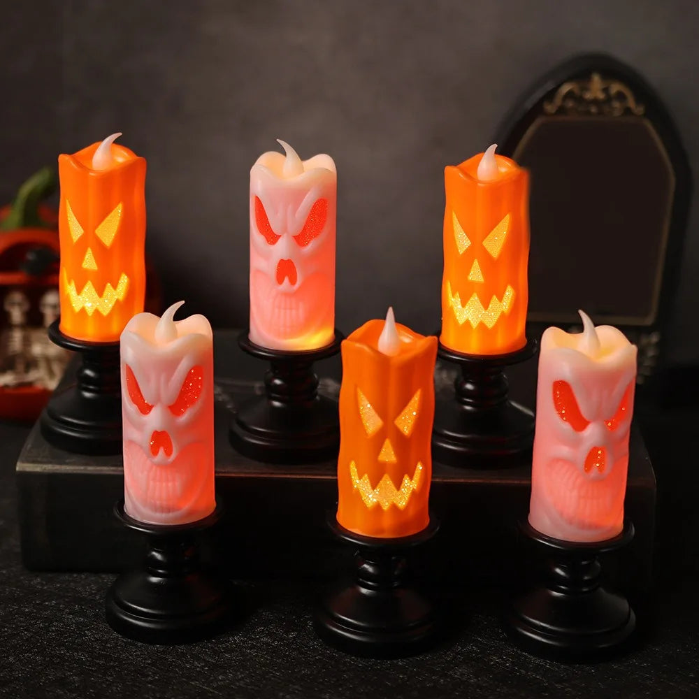 Pumpkin Skull Candle Desk Table