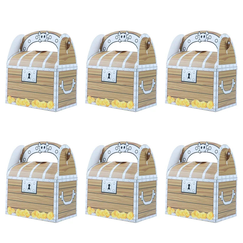 6pcs Pirate Treasure Treat Chest  Paper Candy
