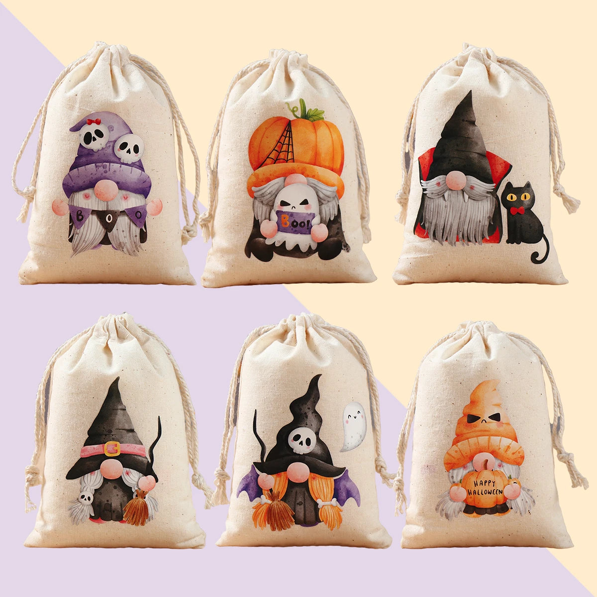 Gnome Witch Halloween Pumpkin Ghost Cotton Bag