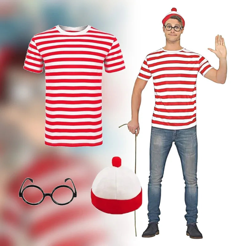 Wheres Waldo Family Wally Cosplay Costume