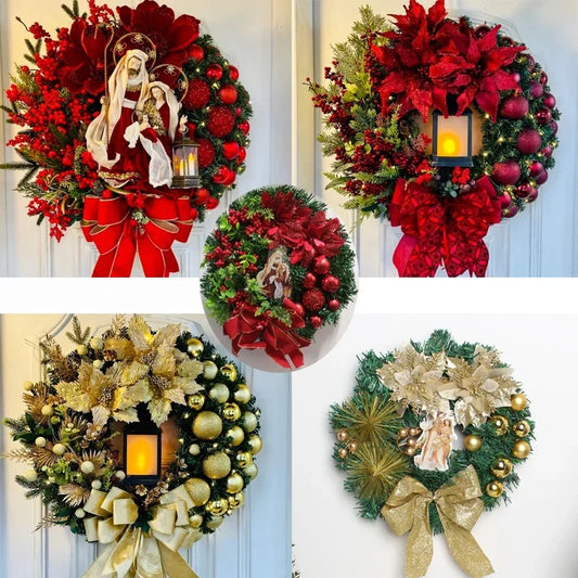 Christmas Decor - Artificial Flowers & Greenery, Gift Decor - Decorative Wreath for Home & Holiday