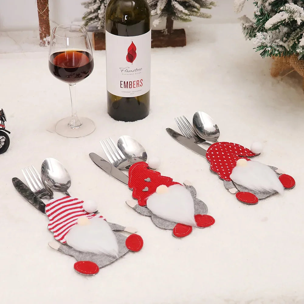 Adorable Gnome Christmas Cutlery Holder Pocket Bags