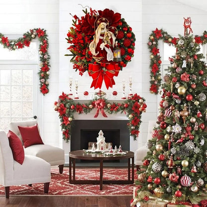 Christmas Decor - Artificial Flowers & Greenery, Gift Decor - Decorative Wreath for Home & Holiday