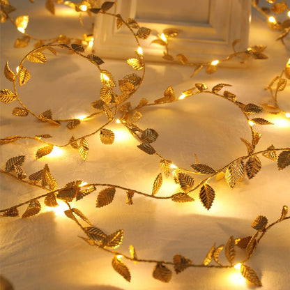 LED Battery Powerd Golden Tiny Leaves Fairy String Light