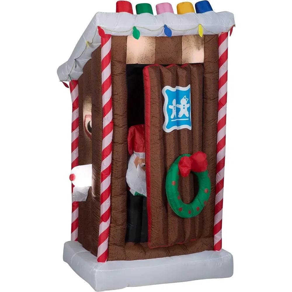 6 ft Tall Animated Christmas Airblown Inflatable Santa's Outhouse