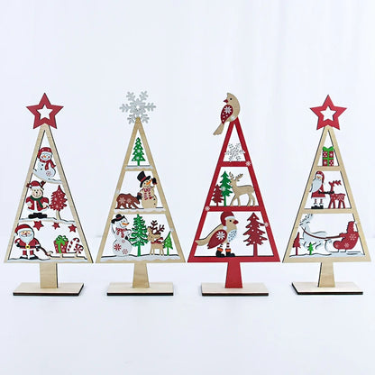 1PC Mini Wooden Christmas Tree Shape Tabletop