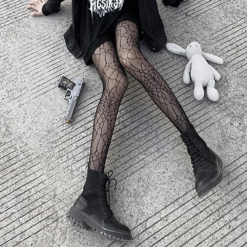 Sexy Black Spider Web Mesh Pantyhose