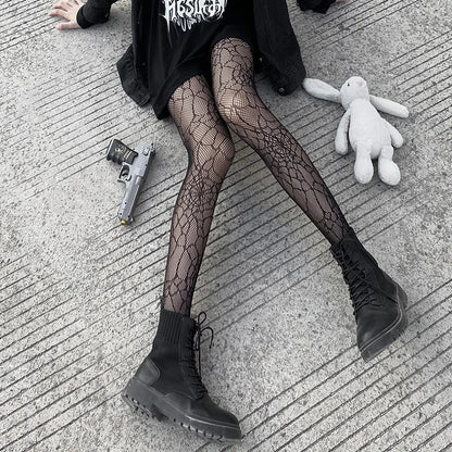 Sexy Black Spider Web Mesh Pantyhose