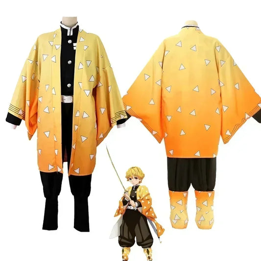 Anime Demon Slayer Kimetsu no Yaiba Agatsuma Zenitsu Costume