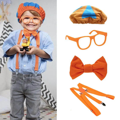 Role Play Costume Hat Glasses Suspenders Bow Tie