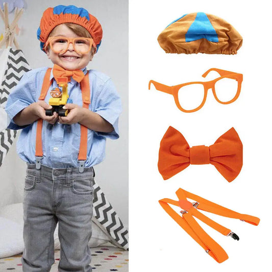 Role Play Costume Hat Glasses Suspenders Bow Tie