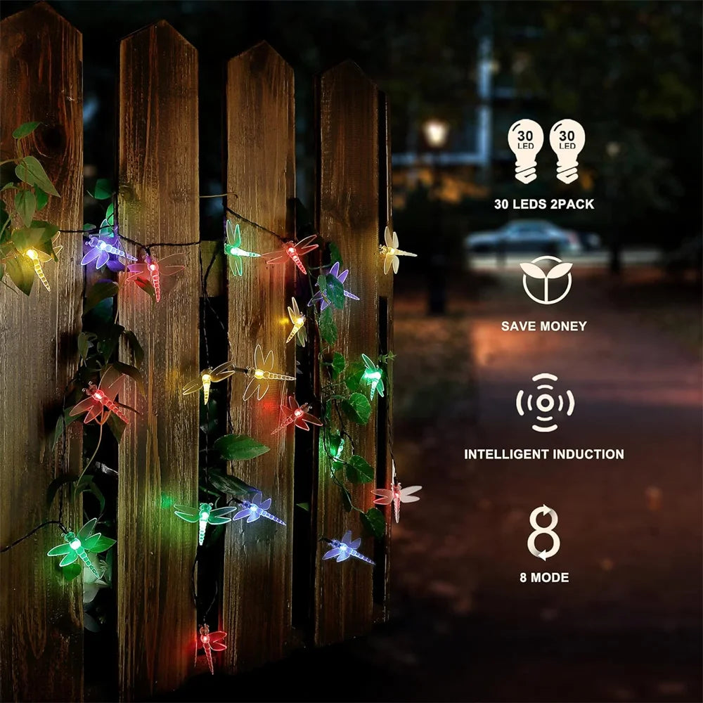 Solar String Lights - Dragonfly Lights for Patio Garden Yard