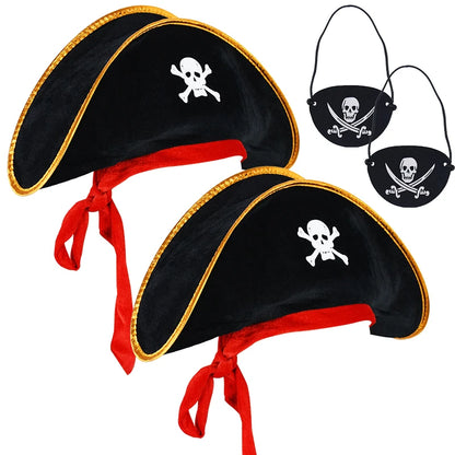 2pcs/set Pirate Hat And Pirate Skull Eye Patches