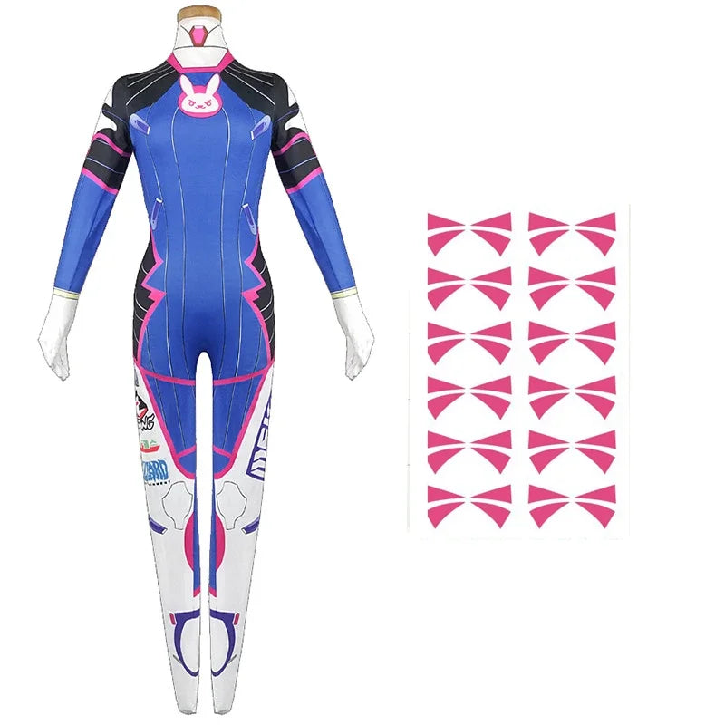 Anime Woman Jumpsuit Tights Dva Cosplay Costume