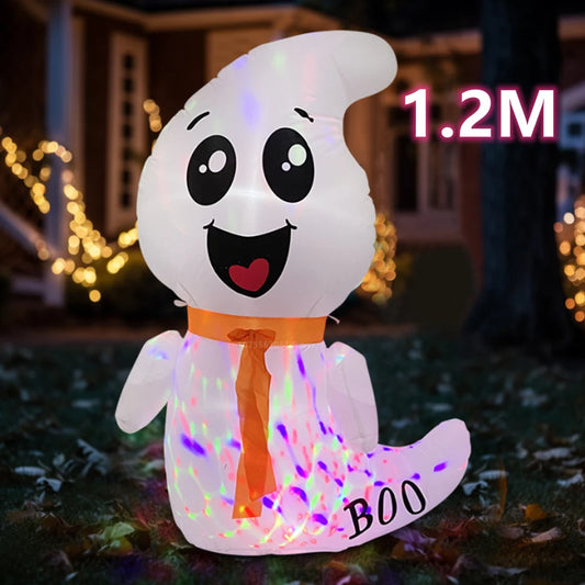 Halloween Inflatables White 1.2M Cute Ghost Built in colorful LED