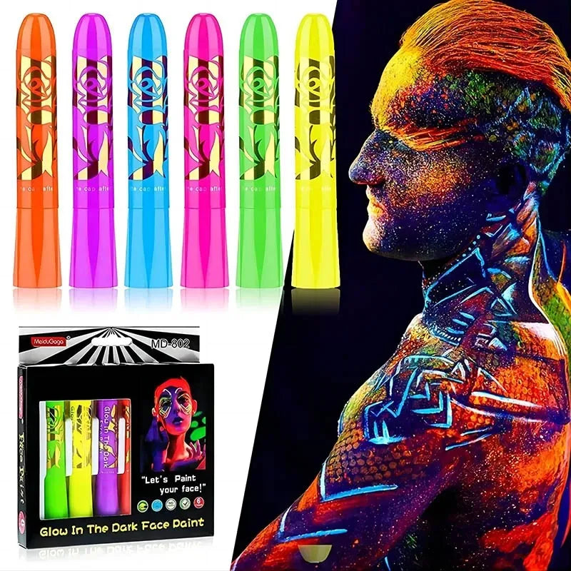 Halloween Glow in The Black Light Face Paint 6/12pcs