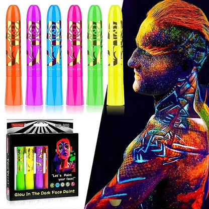 Halloween Glow in The Black Light Face Paint 6/12pcs