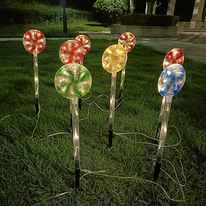 4 Pcs Solar Lights Lollipop Outdoor Lamps