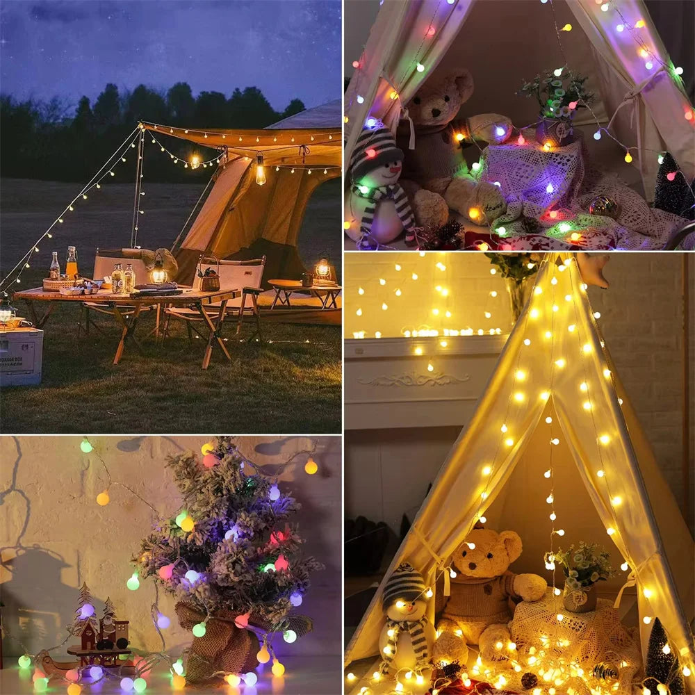 Frosted Globe Solar String Lights Outdoor Fairy Light