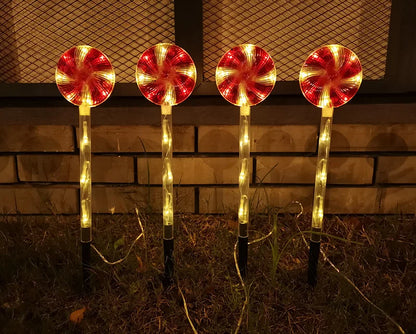 4 Pcs Solar Lights Lollipop Outdoor Lamps