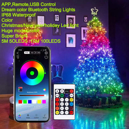 RGB Led String Lights Remote Bluetooth USB