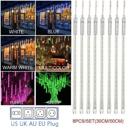 30cm /50cm Waterproof Meteor Shower Rain 8 Tube LED String Lights