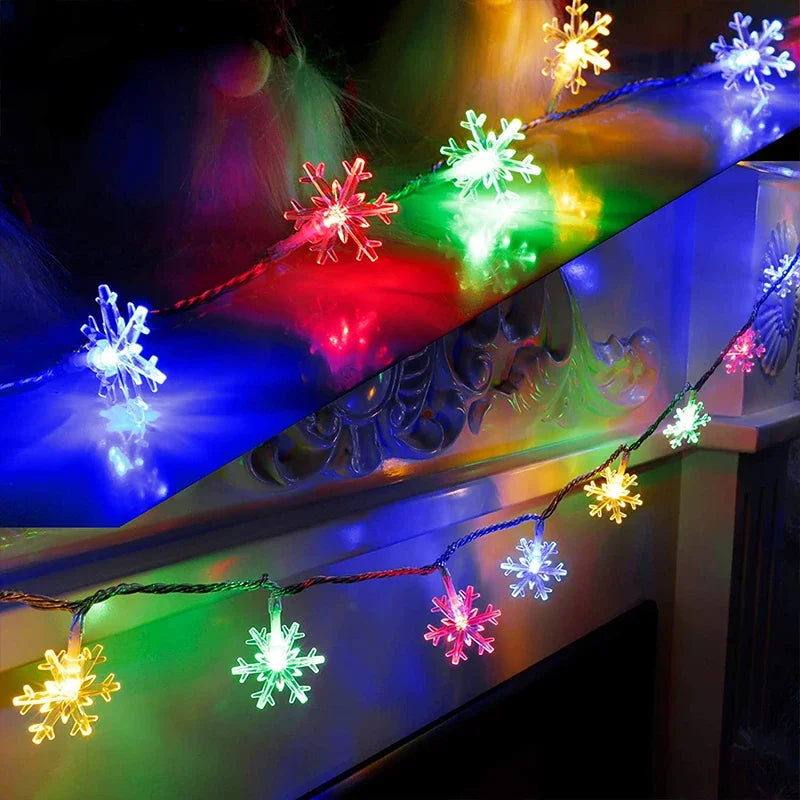 5M/10M LED Snowflake Christmas Garland Fairy Lights