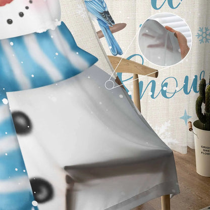 Snowman Snowflake Mockingbird Sheer Curtains