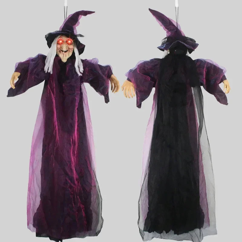 Halloween Life Size Talking Witch Outdoor Purple